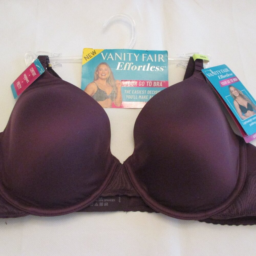 NWT - VANITY FAIR "Effortless" bra - style 78165 - Plum - MSRP $50.00 - 38B